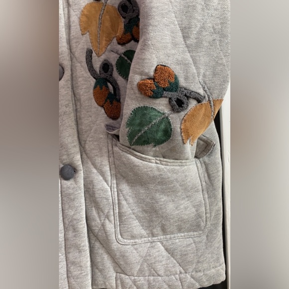 VTG 90’s Grey Cedars Quilted Coat Leather Nuts Leaves - Picture 5 of 16